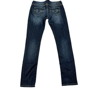 ReRock for Express Y2K Womens Skinny Jeans Dark Contrast Stitch Low Rise Size 6